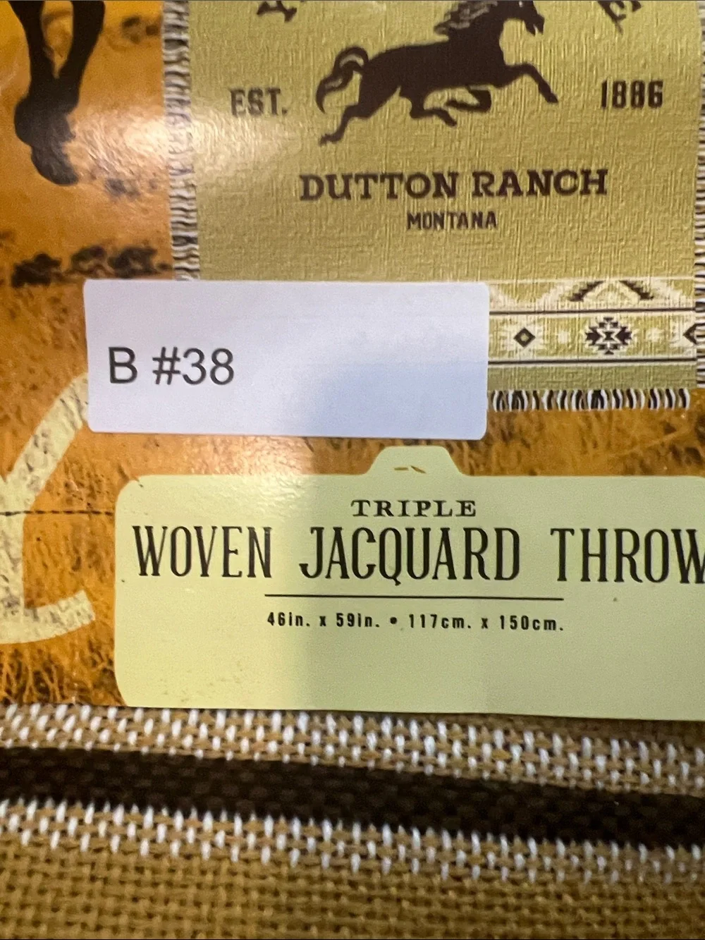 Yellowstone Dutton Ranch Woven Jacquard Throw - Mustard Yellow